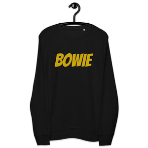 Bowie embroidered Unisex organic sweatshirt - Yellow Embroidery (inspired by David Bowie)