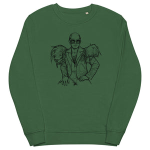 Vintage Style 70s Elton John Mono Line Art Sketch - Premium Printed Unisex organic cotton sweatshirt (black print)