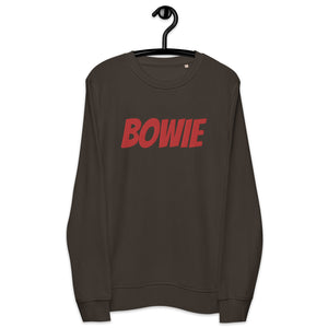 BOWIE Embroidered Unisex 有机男女通用运动衫 - 红色刺绣（灵感来自 David Bowie）