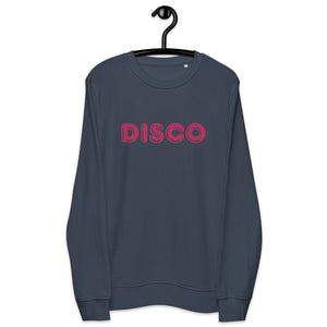 DISCO 70's Style Embroidered Unisex organic cotton sweatshirt - Pink Embroidery