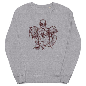 Vintage Style 70s Elton John Mono Line Art Sketch - Premium Printed Unisex organic cotton sweatshirt (deep red print)