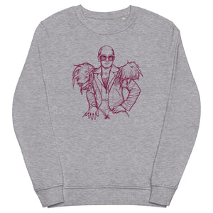 Vintage Style 70s Elton John Mono Line Art Sketch - Premium Printed Unisex organic cotton sweatshirt (deep pink print)