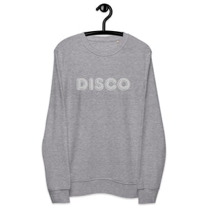 DISCO 70's Style Embroidered Unisex Organic Sweatshirt - White Embroidery