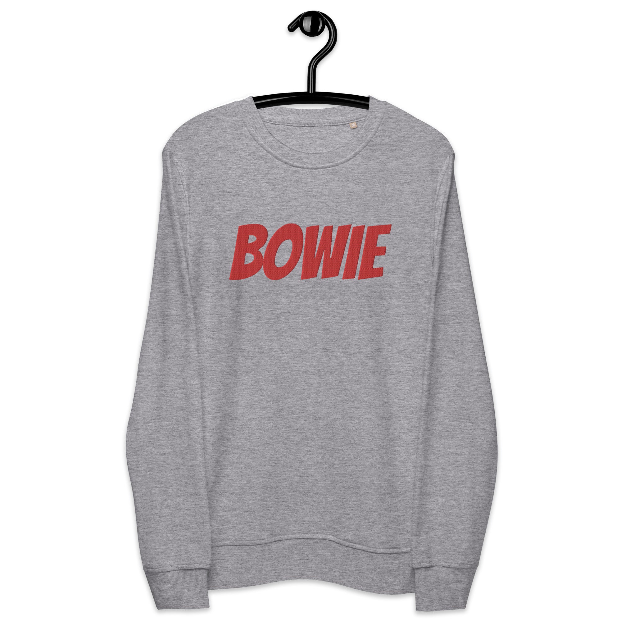 BOWIE Embroidered Unisex organic unisex sweatshirt - Red Embroidery (inspired by David Bowie)