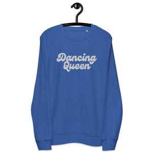 Dancing Queen Vintage Style Typography Premium Embroidered Unisex organic sweatshirt - White Thread
