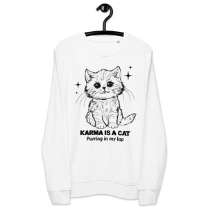 Karma Is A Cat - Vintage Style Premium Printed Unisex organic sweatshirt