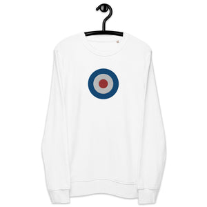 60s Mod Style Embroidered Red White Blue Target Unisex soft organic sweatshirt
