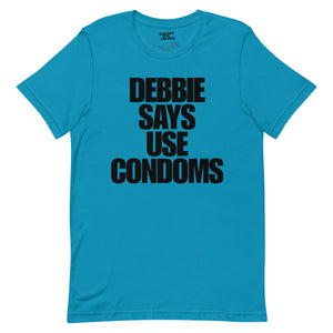 Debbie Harry Blondie Inspired Vintage Style 'Debbie Says Use Condoms' Premium Quality Printed Unisex 100% Cotton t-shirt