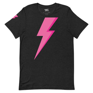 Premium Chest and Sleeve Printed Lightning Bolt Cotton Unisex t-shirt - Pink Bolt
