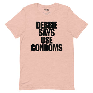 Debbie Harry Blondie Inspired Vintage Style 'Debbie Says Use Condoms' Premium Quality Printed Unisex 100% Cotton t-shirt