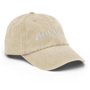 Rock & Roll Embroidered Vintage Unisex Baseball Cap / Hat - White Embroidery
