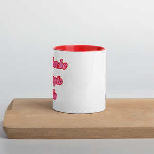 I'D RATHER BE LISTENING TO KYLIE Printed Retro Mug - Pink / Red Font