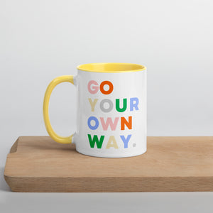 GO YOUR OWN WAY Printed Multicoloured Retro Style Mug with optional inside colour