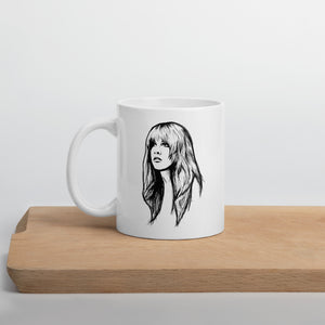 Stevie Nicks Fleetwood Mac Pop Art Drawing Premium Printed White glossy mug