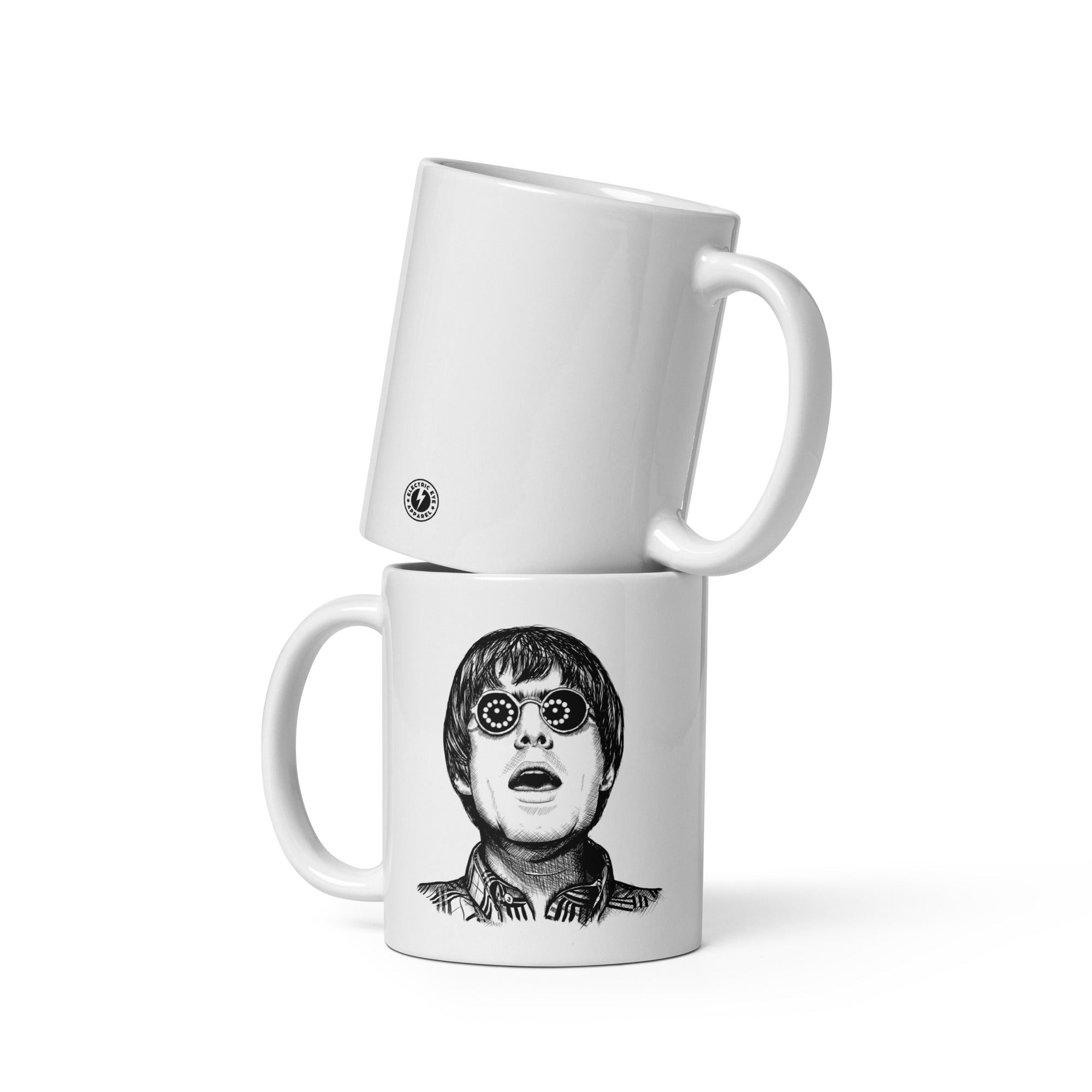 Liam Gallagher Wonderwall Pop Art Drawing Premium Printed White glossy mug