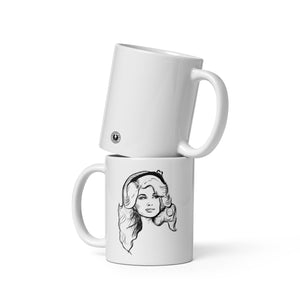 70's Dolly Parton Pop Art Drawing Premium Printed White glossy mug