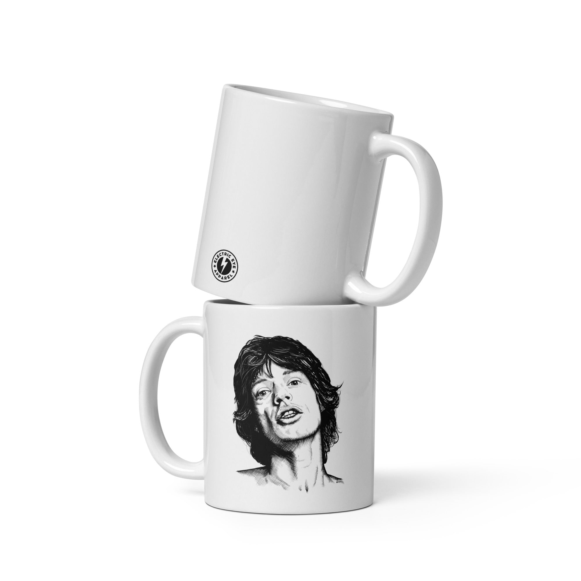 Mick Jagger Pop Art Drawing Premium Printed White glossy mug