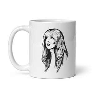 Stevie Nicks Fleetwood Mac Pop Art Drawing Premium Printed White glossy mug