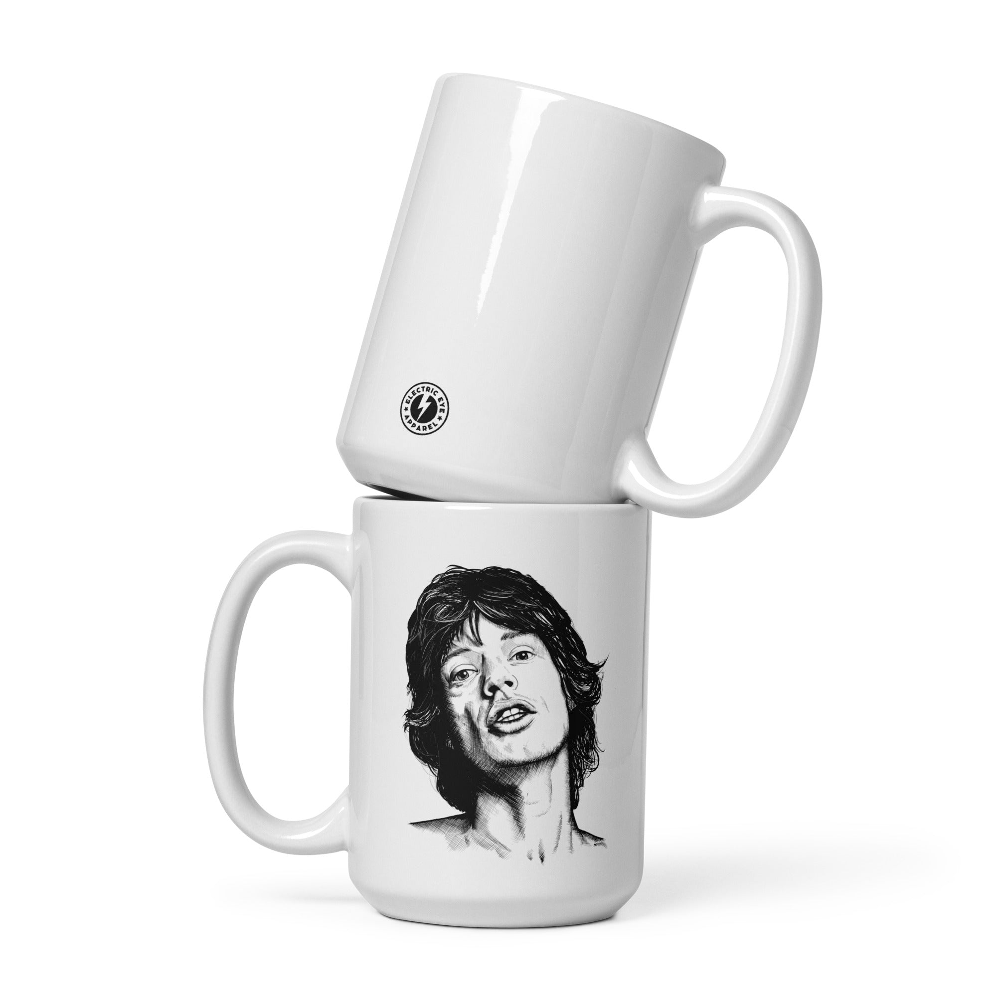 Mick Jagger Pop Art Drawing Premium Printed White glossy mug