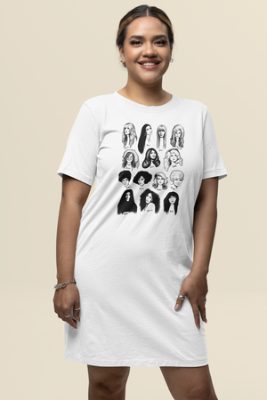 WOMEN IN MUSIC Printed Organic cotton t-shirt dress