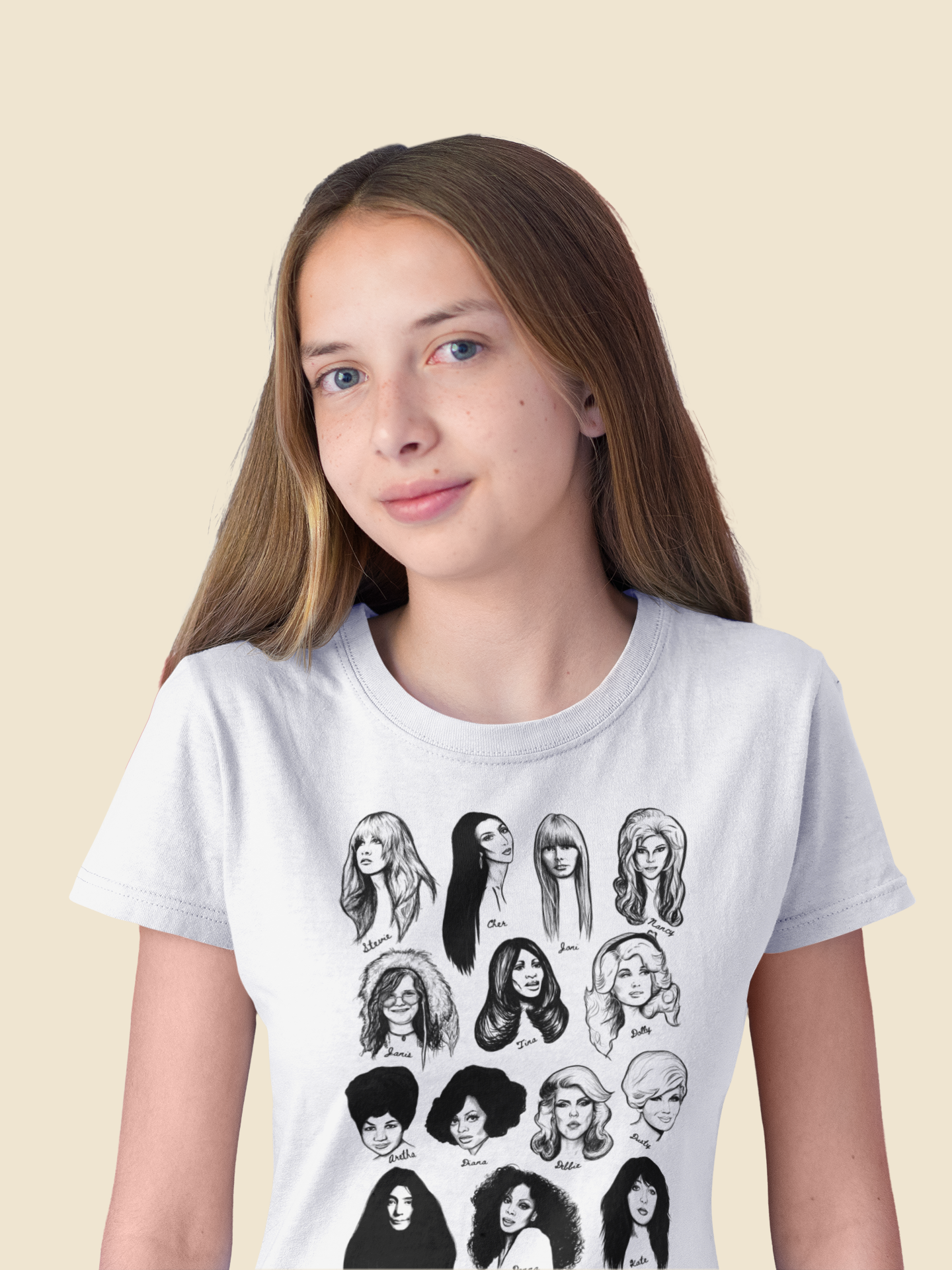 WOMEN IN MUSIC Mono Line Art Printed Organic cotton kids t-shirt