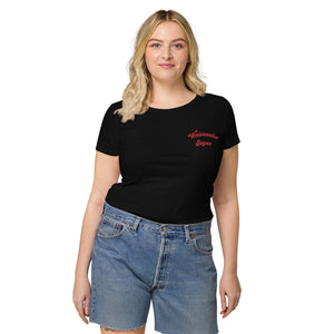 WATERMELON SUGAR Left Chest Embroidered Women’s Fitted Organic T-shirt