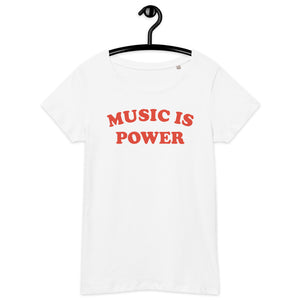 MUSIC IS POWER 女式印花合身有机 T 恤