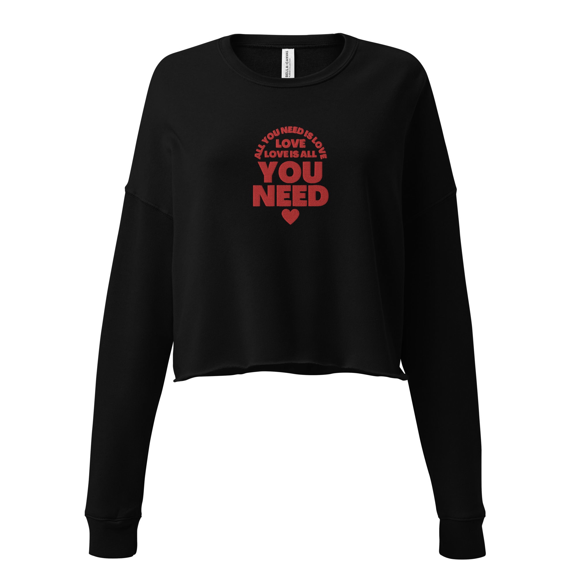 All You Need Is Love Premium Embroidered Women's Crop Sweatshirt - Inspired by The Beatles