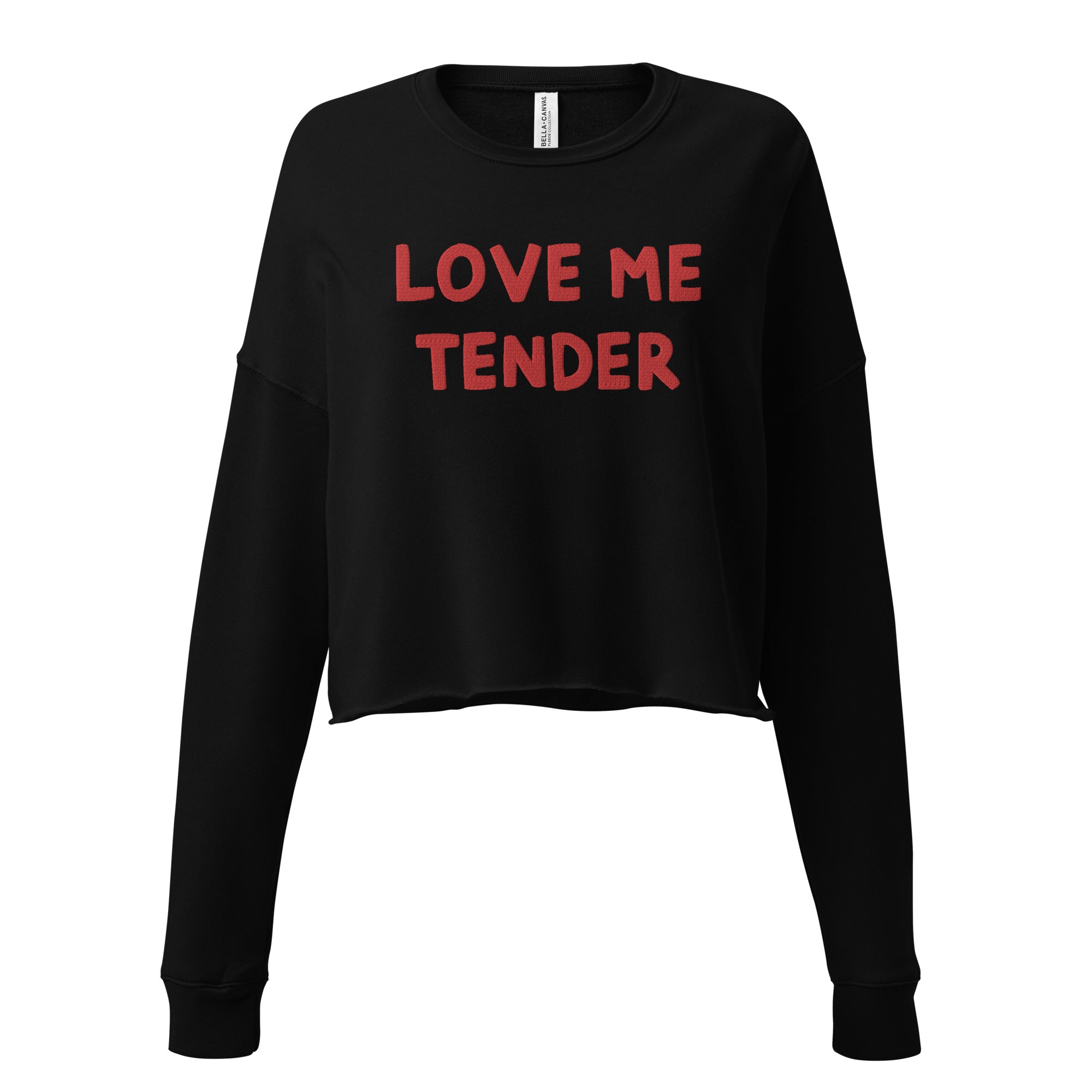 Love Me Tender Premium Embroidered Women's Crop Sweatshirt - inspired by Elvis