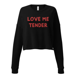 Love Me Tender Premium Embroidered Women's Crop Sweatshirt - inspired by Elvis