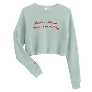 THERE'S A STARMAN WAITING IN THE SKY Embroidered Crop Sweatshirt