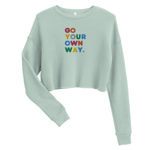 GO YOUR OWN WAY Multicoloured Embroidered Women's Crop Sweatshirt