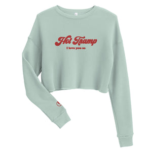 HOT TRAMP I LOVE YOU SO Embroidered Crop Sweatshirt with sleeve logo detail
