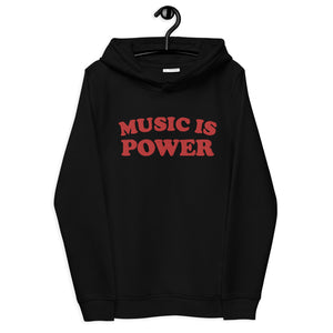 MUSIC IS POWER 刺绣女式有机连帽衫