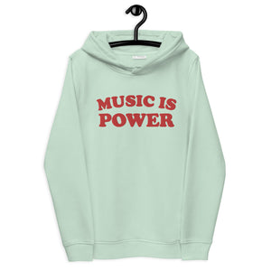MUSIC IS POWER Embroidered women's organic hoodie