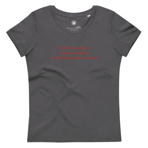 My Cherries And Wine, Rosemary and Thyme, And All Of My Peaches Are Ruined - Premium Lyric Embroidered Women's fitted organic t-shirt - red thread