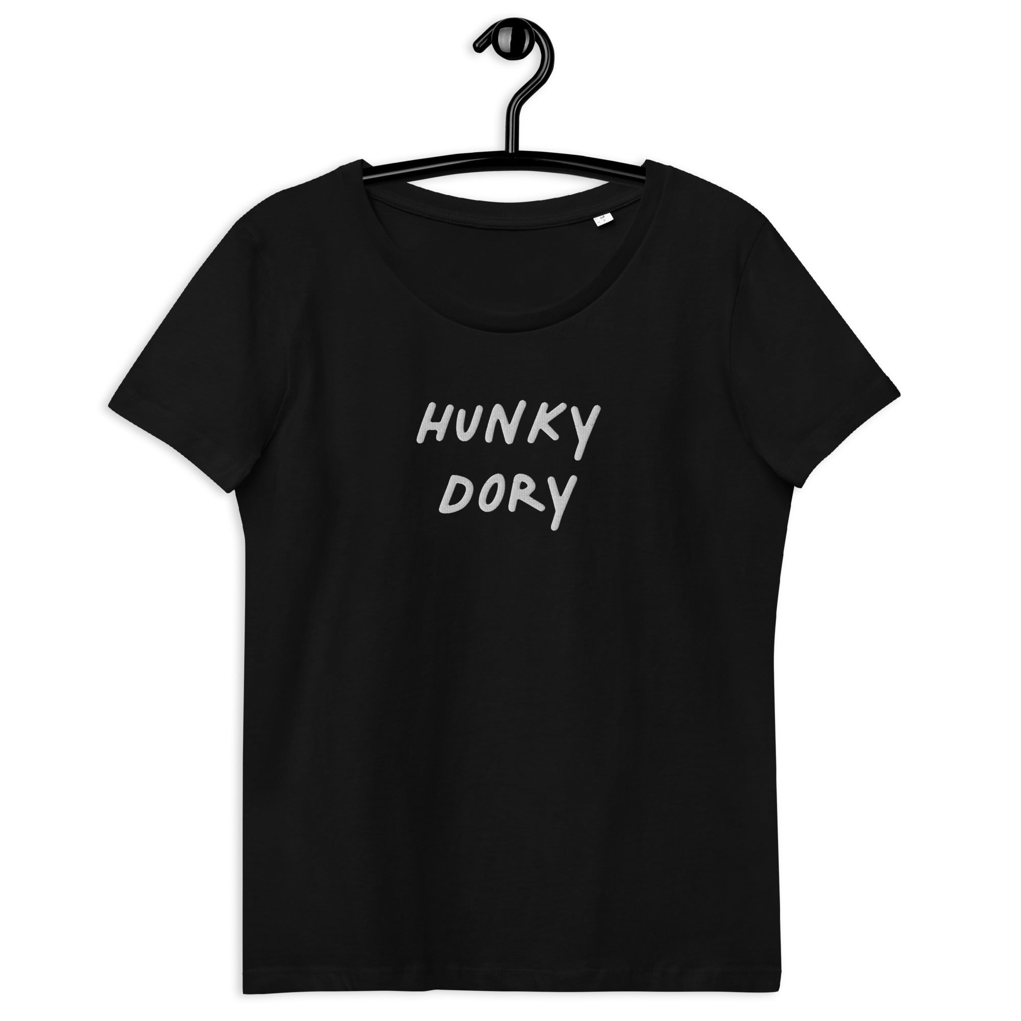 Camiseta orgánica ajustada para mujer bordada HUNKY DORY (texto blanco)