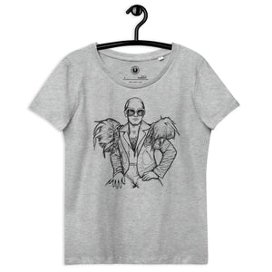 Vintage Style 70s Elton John Mono Line Art Sketch - Premium Printed organic cotton women's fitted t-shirt (black print)