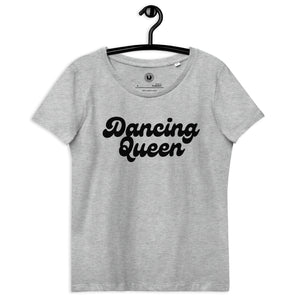 Dancing Queen 70's Typography 优质印花女式合身有机 T 恤 - 黑色印花