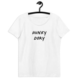 Camiseta orgánica ajustada de mujer bordada HUNKY DORY (texto negro)