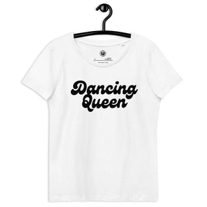 Dancing Queen 70's Typography 优质印花女式合身有机 T 恤 - 黑色印花
