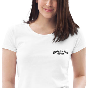Stevie F*cking Nicks Left Chest Embroidered Women's Fitted Organic T-shirt