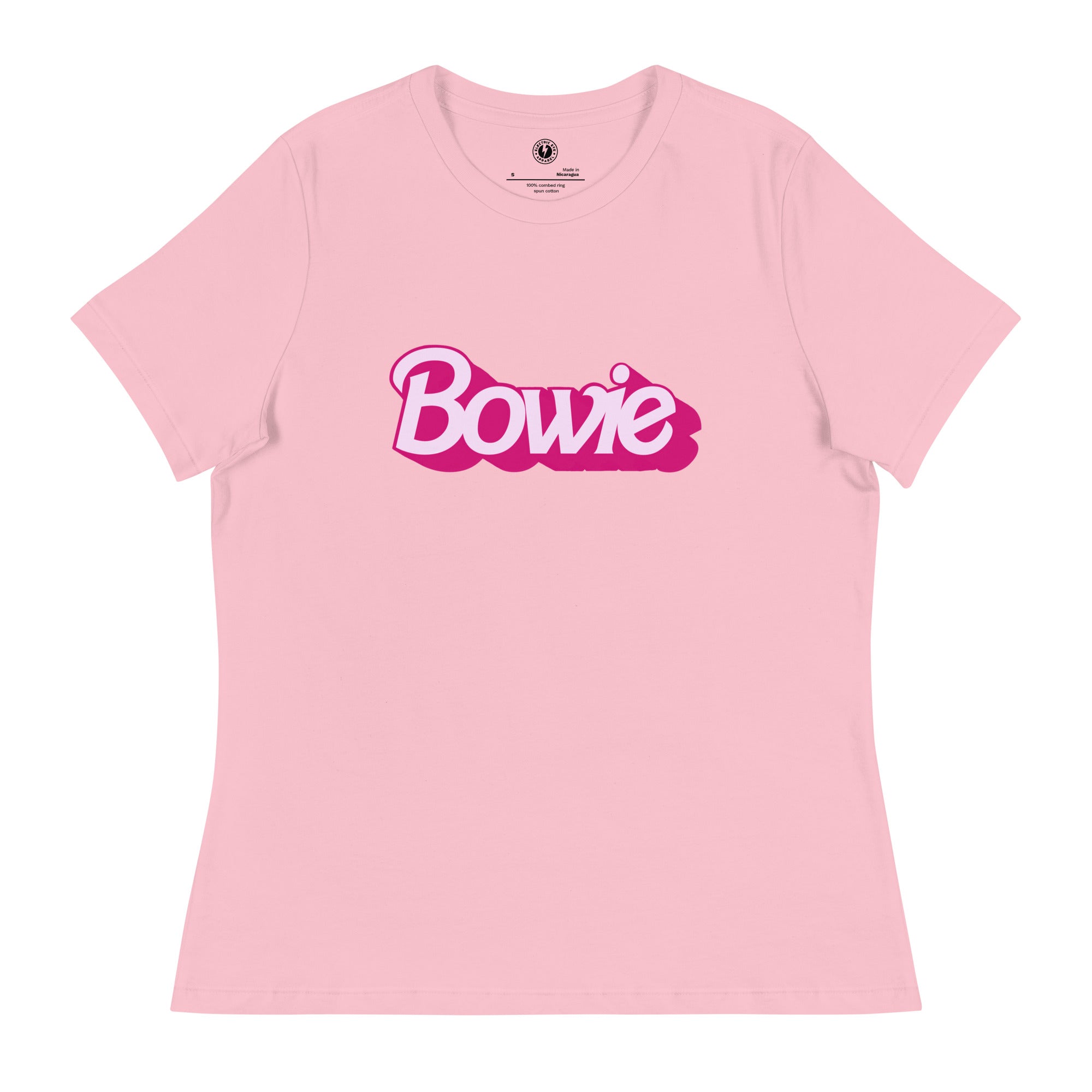 Camiseta ancha estampada para mujer Bowie (fuente de muñeca famosa)