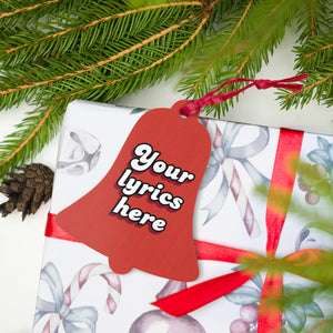 Custom Vintage Style Lyric Printed Wooden Christmas Tree Holiday Ornament - choose your own favourite lyrics