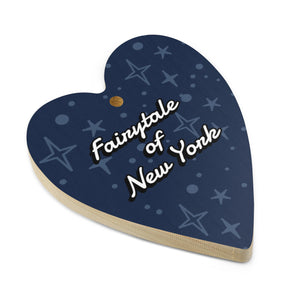 Fairytale of New York Printed Vintage Style Wooden Christmas Tree Holiday Ornament - Midnight Star Print