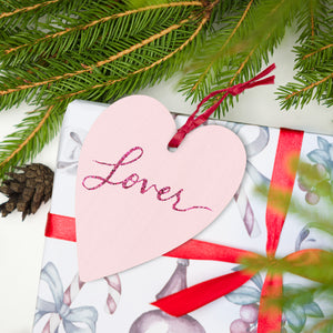 Lover Swiftie 印花复古风格木制圣诞树装饰品 - 粉色天空印花背面