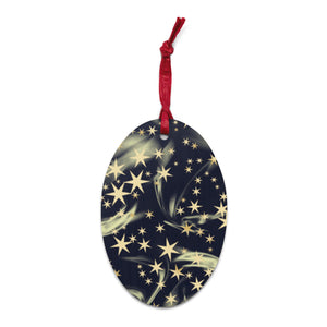 70's Stevie Nicks Line Art Premium Printed Vintage Style Wooden Christmas Tree Holiday Ornament - Starry Night