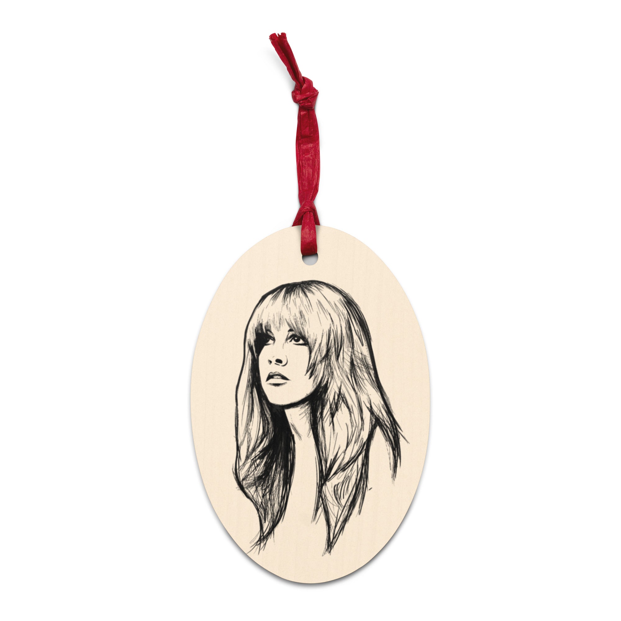 70 年代 Stevie Nicks 线条艺术高级印刷复古风格木制圣诞树节日装饰品 - 星夜