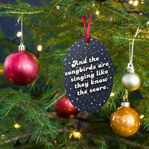 And The Songbirds Are Singing Like They Know The Score - Lyric Premium Printed Vintage Style Wooden ornaments - Star Print