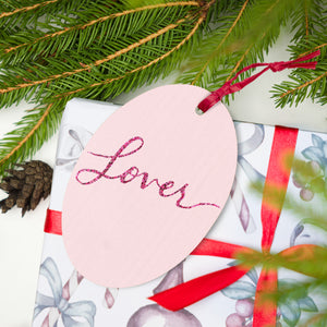 Lover Swiftie 印花复古风格木制圣诞树装饰品 - 粉色天空印花背面